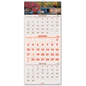 ACCO Brands Corporation DMW50328 3-Month Wall Calendar,14 Mth Dec-Jan,12-1/4"x27",Scenic by At-A-Glance