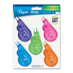 Correction Tape, 1/5"x16.4', 5/PK,White Tape, AST Dispensers by Paper Mate