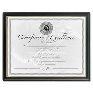 Burnes Home Accents N1188N5 Certificate Frame, Plastic Face 8-1/2"x11", Black/Gold Frame by DAX