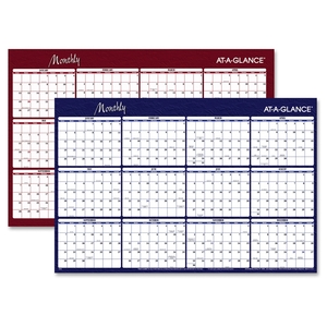 Yearly Wall Planner, XL, Erasable, 2-Sided, 32"x48", BE/BY by At-A-Glance