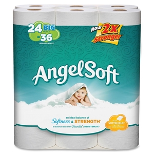 Georgia Pacific Corp. 77239CT Bathroom Tissue, 2-Ply, 198 Shts, 24 Roll/PK, 4/CT, White by Angel Soft PS