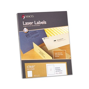 Matte Clear Laser Labels, 8-1/2 x 11, 50/Box by CHARTPAK/PICKETT