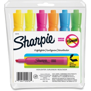 Sanford, L.P. 25076 Tank Highlighter, Chisel Point, 6-Colour/Set, Assorted by Sharpie