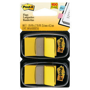 3M 680-YW2 Standard Page Flags in Dispenser, Yellow, 100 Flags/Dispenser by 3M/COMMERCIAL TAPE DIV.