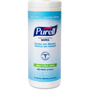 Gojo Industries, Inc 911112EA Purell Sanitizing Wipes, 100 Wipes, White by Purell