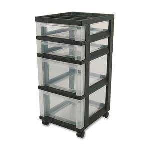 IRIS USA, Inc 116827 Mini Chests,4-Drawer,12-1/16"x14-1/4"x26-7/16",Clear/Black