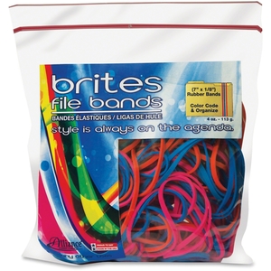 Alliance Rubber Company 07800 File Bands, 7"x1/8", 50/BG, Assorted by Brites