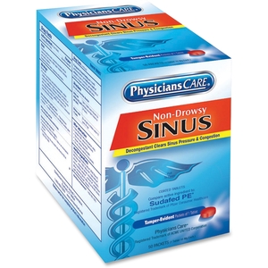 ACME UNITED CORPORATION 90087 Sinus Medication Tablets, Single Dose Packs, 1/PK, 50/BX by PhysiciansCare