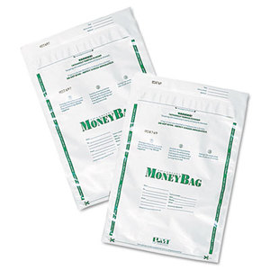 Plastic Money Bags, Tamper Evident, 9 x 12, White, 50/Pack by PM COMPANY