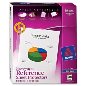 Avery PV119G-200 Sheet Protectors, Hvyweight, Nonglare, 200/BX, 11"x8-1/2",CL by Avery