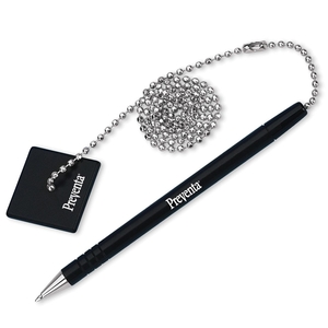 PM Company, LLC 05059 Counter Pen, w/ 24" Ball Chain/Base, Black Barrel/ Ink by PM