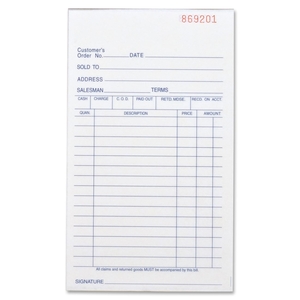 Business Source 39550 Carbonless Book,All-Purpose,2Prt,4-4/8"x7",50BK/PK,WE/CA by Business Source