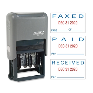 Shachihata, Inc 40330 Self-Inking Message Dater, Paid/Faxed/Received, Blue/Red by Xstamper