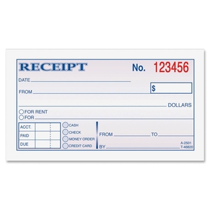 Tops Products DC2501 Money Receipt Book,Tape Bnd,2-Part,2-3/4"x5-3/8",50/Bk,WE/CA by Adams