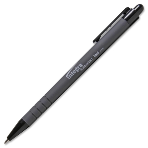 Integra 30031 Retractable Ballpoint Pen, Rubberized Barrel, Medium Pt, BK by Integra