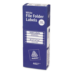 Avery 4027 Dot Matrix File Folder Labels, 7/16 x 3 1/2, White, 5000/Box by AVERY-DENNISON