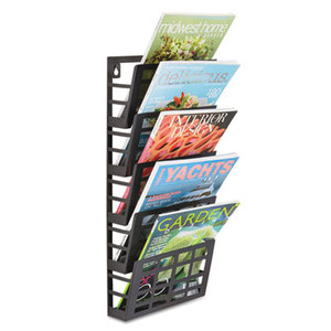 Safco Products 4661BL Grid Magazine Rack, Five Compartments, 9-1/2w x 5-1/2d x 21-1/2h, Black by SAFCO PRODUCTS