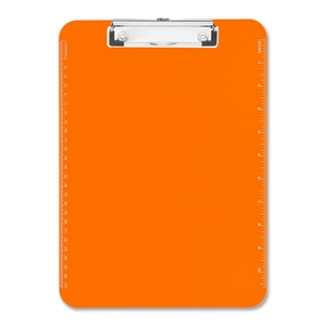 Plastic Clipboard,w/ Flat Clip,9"x12",Neon Orange by Sparco