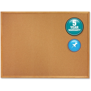 ACCO Brands Corporation 305 Cork Board, 1-1/8" Frame Face, 5'x3', Oak Finish Frame by Quartet