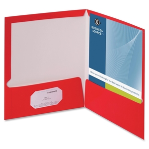 Two Pocket Folder, Ltr, 2-Pkts, 100 Shts, 25/BX, RD by Business Source
