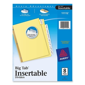 Avery CI2138C Big Tab Insertable Dividers,11"x8-1/2",8-Tab,Buff/Clear by Avery