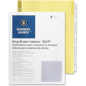 Business Source 36691 Insertable Tab Indexes,Side Tab,3HP,8-Tab,50 ST/BX,Clear by Business Source