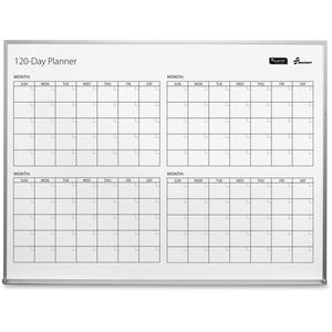 National Industries For the Blind 7110016222133 4-Mth Dry-Erase Calendar Board, Aluminum/White by SKILCRAFT