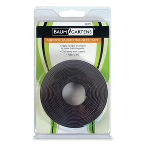 Adhesive Magnetic Tape, Flexible, 1"x100' Roll, Black by Baumgartens
