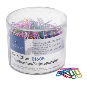 Sparco Products 01605 Paper Clips,.033 Guage,Vinyl Coated,S ize No. 2, 500/Box,AST by Sparco