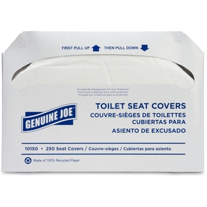 Toilet Seat Covers,250 Toilet Seat Covers, 10 PK/CT,White by Genuine Joe