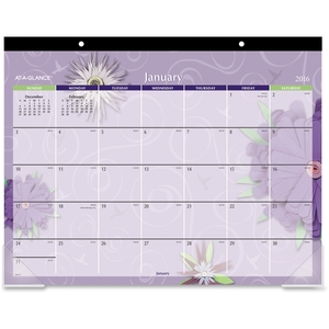 ACCO Brands Corporation 5035 Desk Pad Calendar,12-Mth,Jan-Dec,1PPM,22"x17",Flowers by At-A-Glance