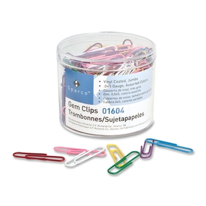 Sparco Products 01604 Paper Clips,.045 Guage, Vinyl Coated, Jumbo, 200/Box, AST by Sparco