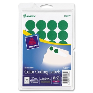 Avery 05463 Removable Labels, 3/4" Round, 1008/PK, Green by Avery