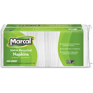 Luncheon Napkin, Single-Ply, 12-1/2"x11-1/4", 400/PK, White by Marcal Small Steps