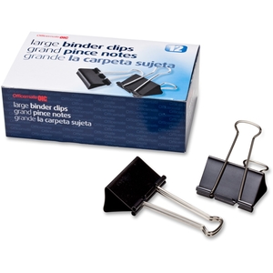 OFFICEMATE INTERNATIONAL CORP. 99100 Binder Clips,Large,2"Wide,1" Cap, 12/BX, Black/Silver by OIC