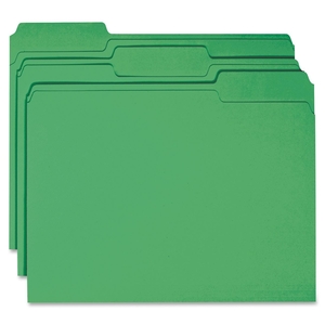 SMEAD MANUFACTURING COMPANY 12134 File Folder,1/3 AST 2-Ply Tab Cut,Letter,100/BX,Green by Smead