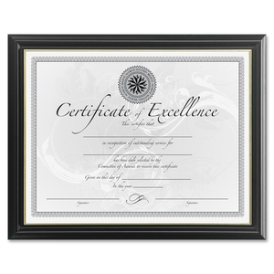 Document Frame, Solid Wood, 8-1/2"x11", Black/Gold by DAX