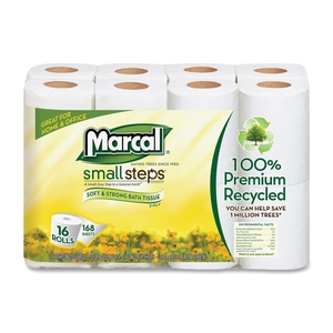 Marcal Manufacturing, LLC 16466PK Bath Tissue, 2-Ply, 168 Sheets/Roll, 16 Rolls/PK, White by Marcal Small Steps