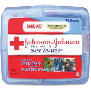 Johnson & Johnson Services, Inc 8274 Safe Travels First Aid Kit,70 Pieces,5-1/2"x6-1/4"x1-1/2" by Johnson&Johnson