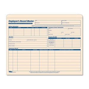 Tops Products 32801 Employee Record Jacket, 1" Exp, 11-3/4"x9-1/2", 15/PK, MLA by TOPS