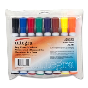 Integra 33311 Dry-Erase Marker, Large Barrel, Chisel Tip, 8 Color/ST, AST by Integra