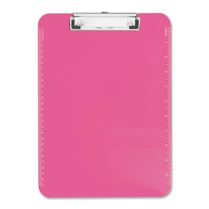 Plastic Clipboard,w/ Flat Clip,9"x12",Neon Pink by Sparco