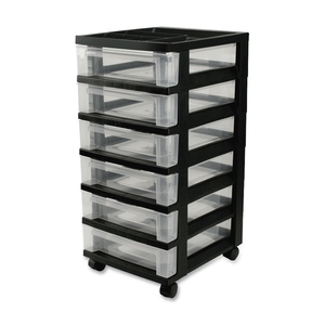 IRIS USA, Inc 116833 Mini Chests,6-Drawer,12-1/16"x14-1/4"x26-7/16",Clear/Black by Iris