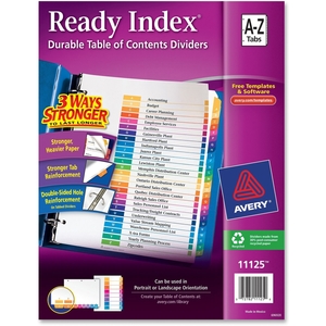 Avery 11125 Ready Index Contemporary Table of Contents Dividers, A-Z, 1 Set (AVERI213AZ) by Avery