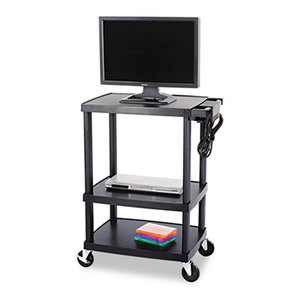 Three-Shelf Height-Adjustable Cart, 27-3/4w x 18-1/2d x 42h, Black by SAFCO PRODUCTS