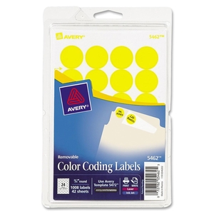 Removable Labels, 3/4" Round, 1008/PK, Yellow by Avery