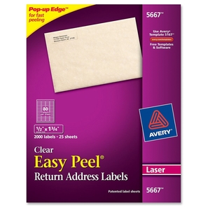 Avery 5667 Laser Labels, Return Address, 1/2"x1-3/4", 2000/BX, Clear by Avery