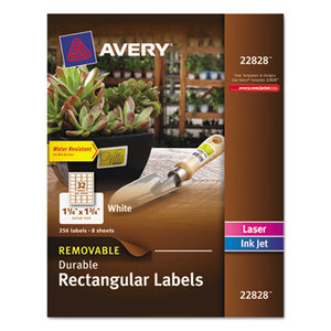 Avery 22828 Removable Rectangle Labels w/TrueBlock Technology, 1 1/4 x 1 3/4, Glossy, 256/PK by AVERY-DENNISON