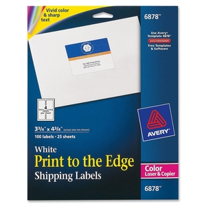 Avery 6878 Laser Labels,Matte,Mailing,3-3/4"x4-3/4",100/PK,WE by Avery