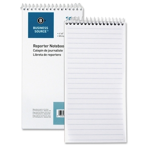 Business Source 10972 Reporter's Pocket Notebook, Ruled, Spiral, 4"x8", 70 Shts,WE by Business Source